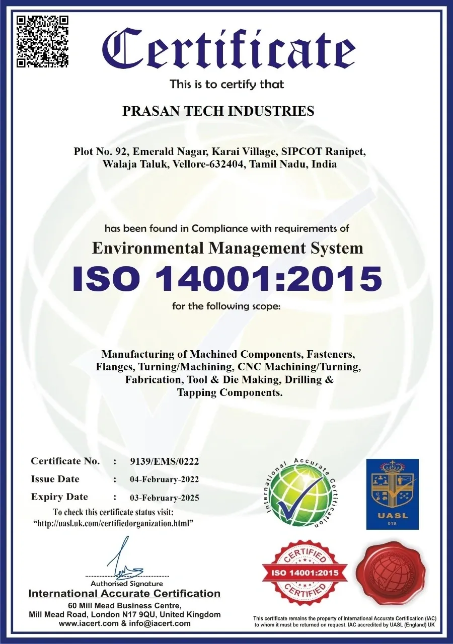 ISO 14001:2015 Certificate